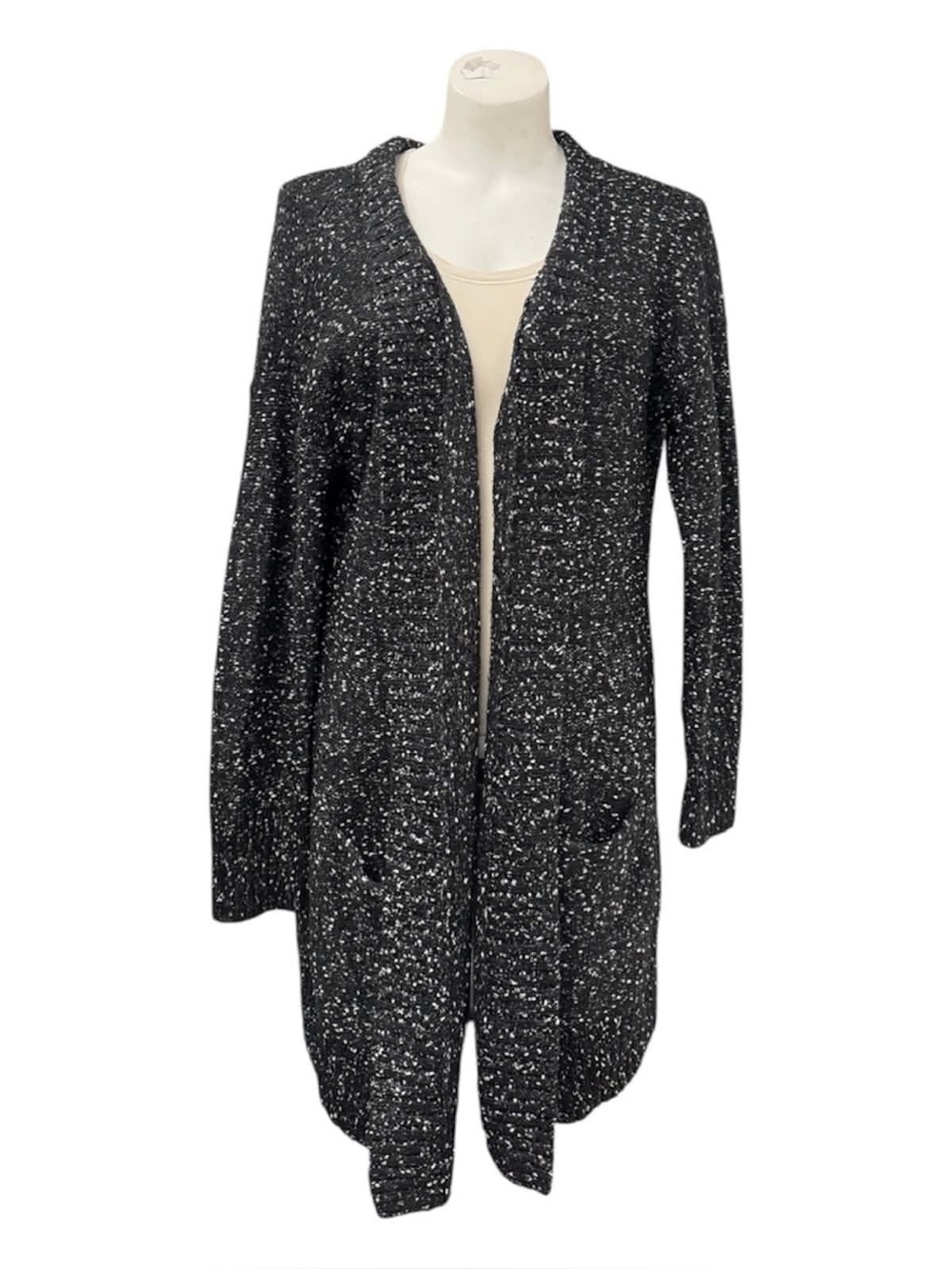 Denver Hayes Black Speckled Open-Front Cardigan Size XL